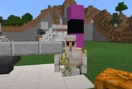 Iron golem on a minecart (Image via Minecraft)